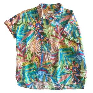 C+C California Hawaiian Print Short Sleeve Shirt 100% Linen